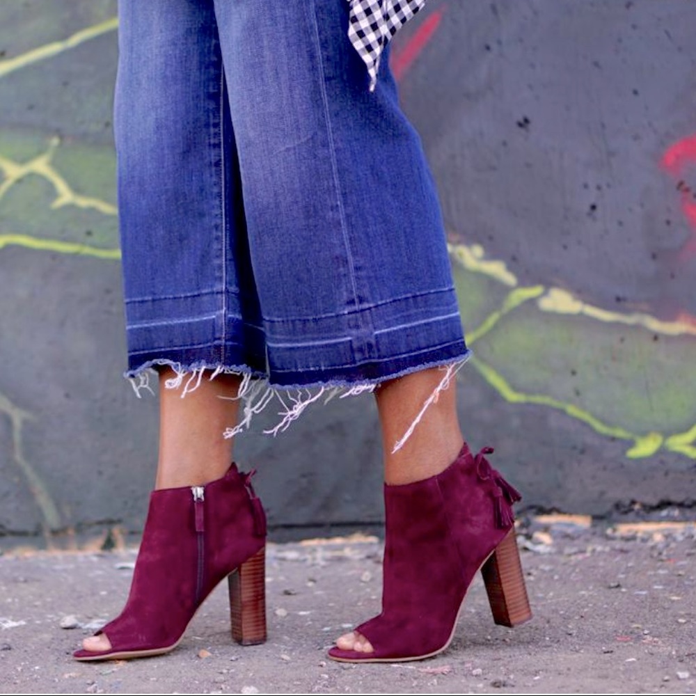 Halogen Warin Burgundy Open Toe Ankle Bootie